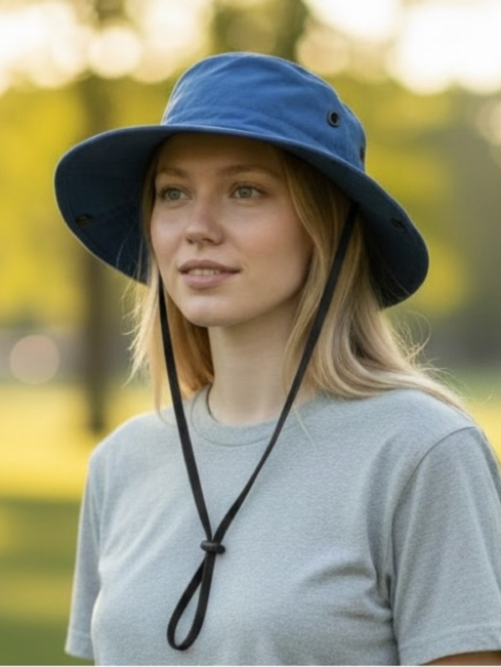 Tilley T3 Wanderer Denim Blue Hat with Chin Strap 4 Sizes to Choose From - Picture 6 of 7